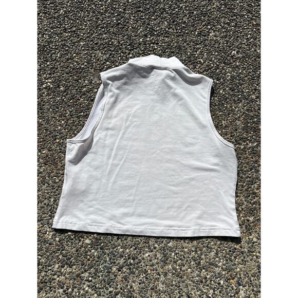 Nike center swoosh white black turtleneck crop top white women’s Large 17x17 - Picture 4 of 4